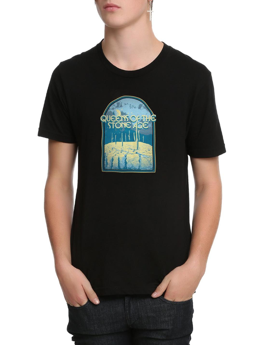 Queens Of The Stone Age Floating Cactus T-Shirt, BLACK, hi-res