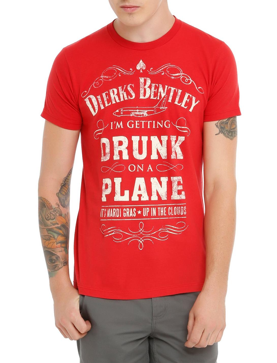Dierks Bentley Drunk On A Plane T-Shirt, RED, hi-res