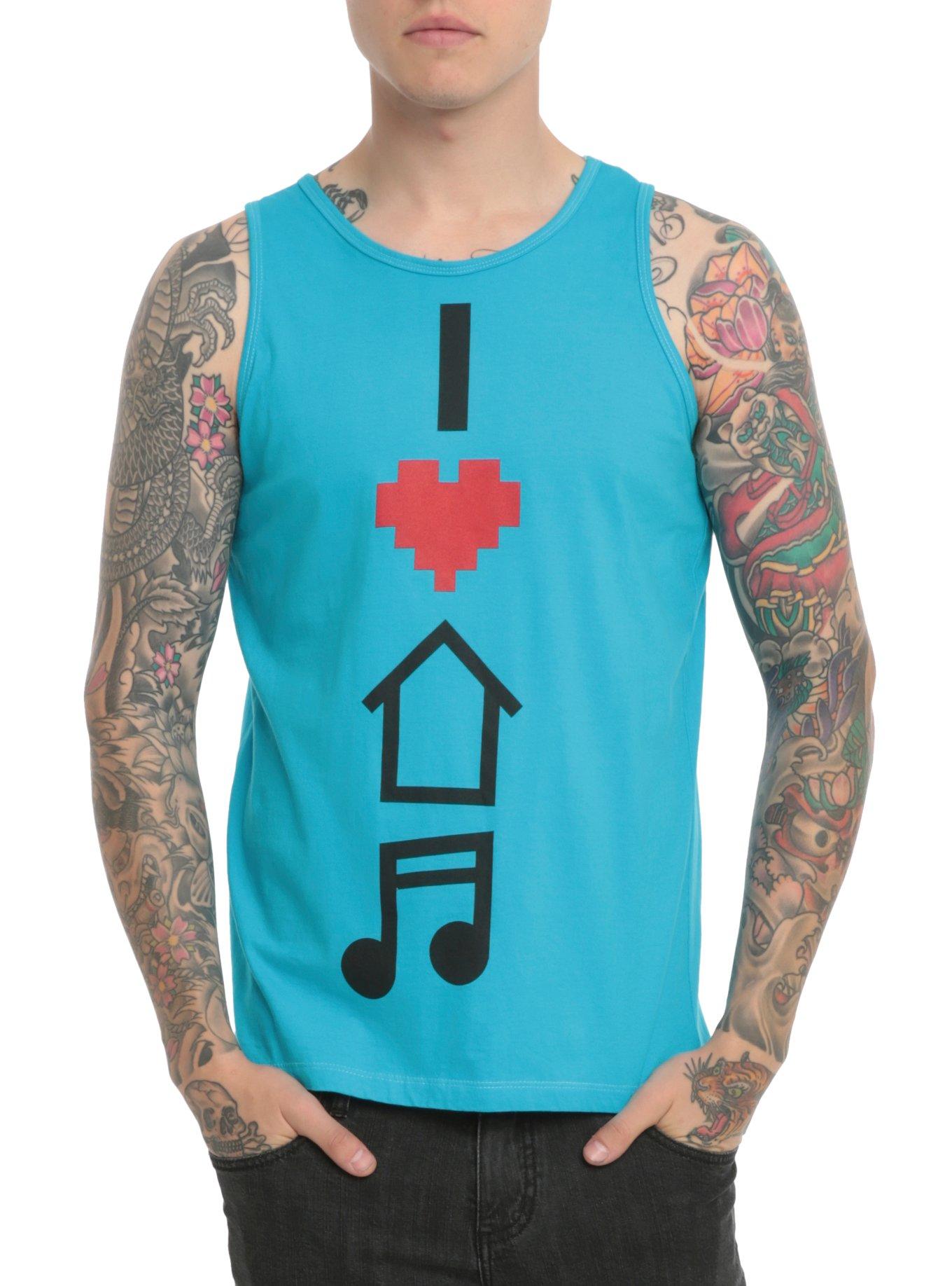 I (Heart) House Music Tank Top, BLACK, hi-res