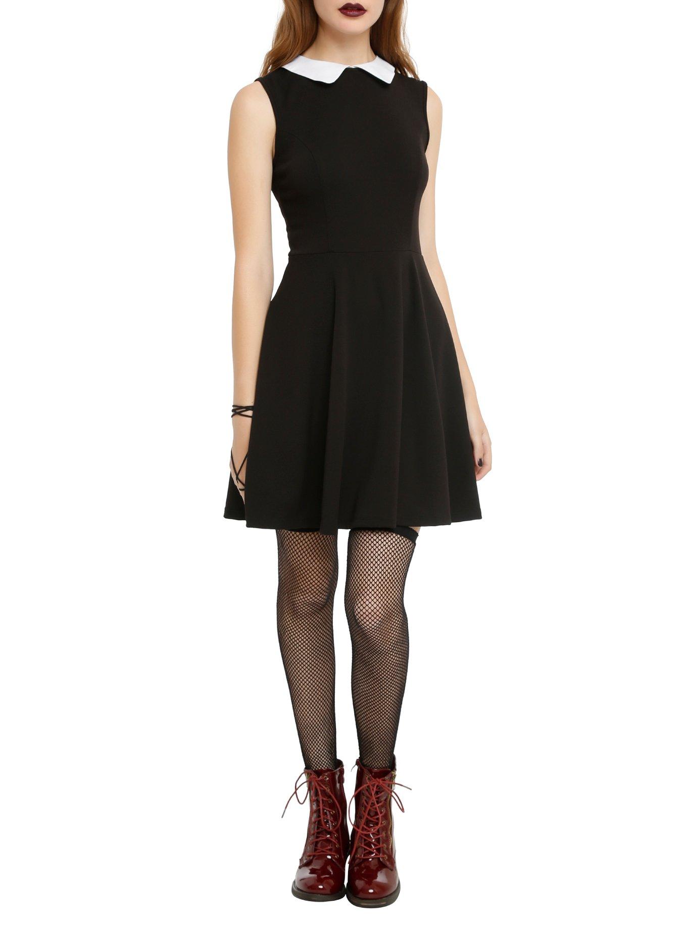 Hot topic black 2025 dress white collar