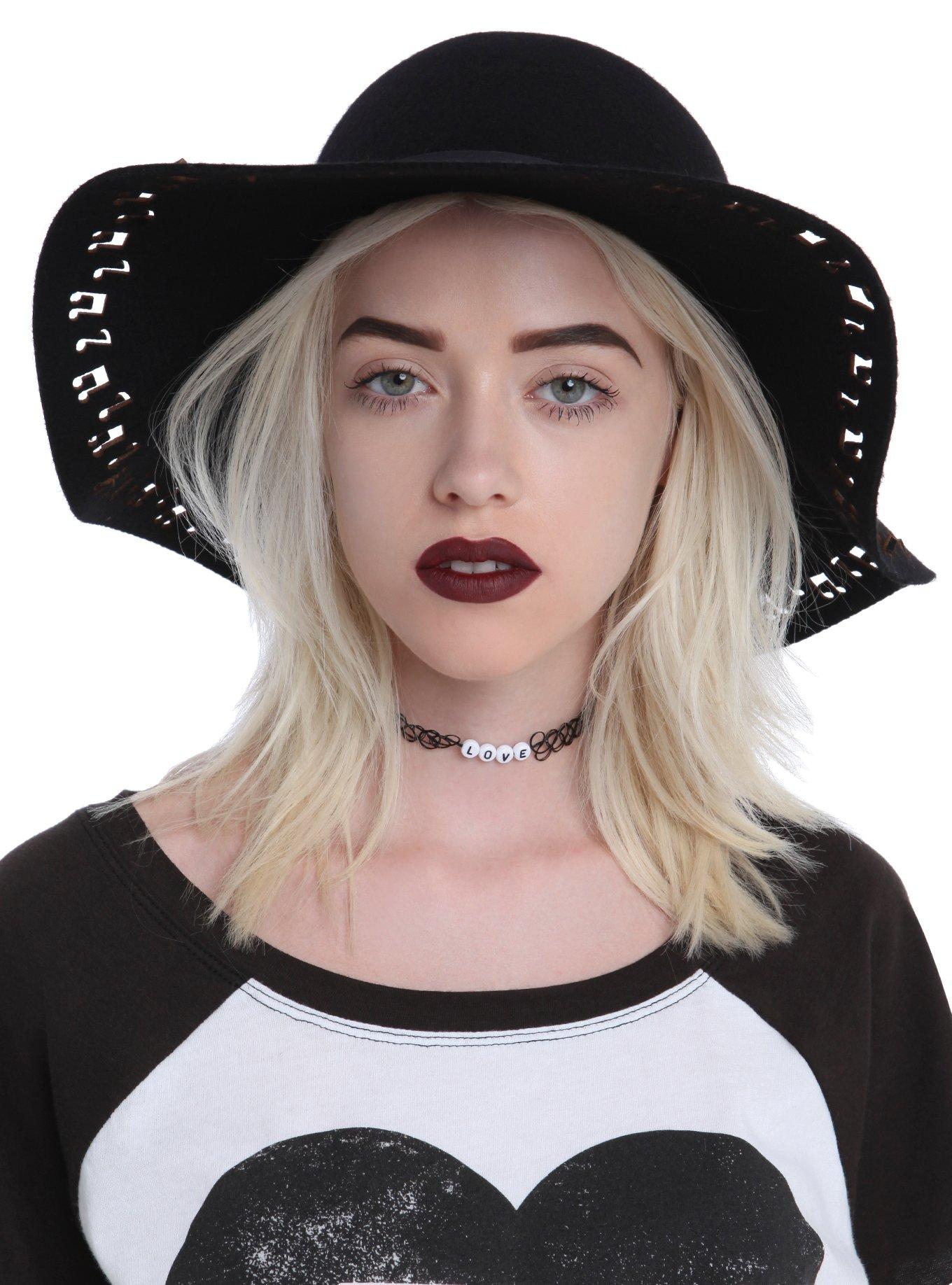 Music Note Black Felt Floppy Hat, , hi-res