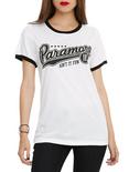 Paramore Baseball Logo Girls Ringer T-Shirt, WHITE, hi-res