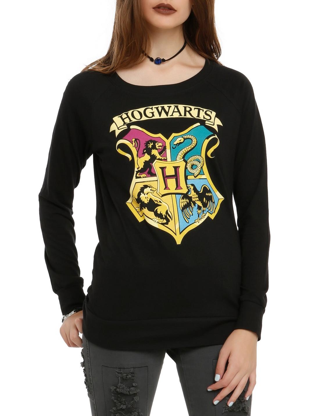 Harry Potter Hogwarts Crest Girls Pullover Top, BLACK, hi-res