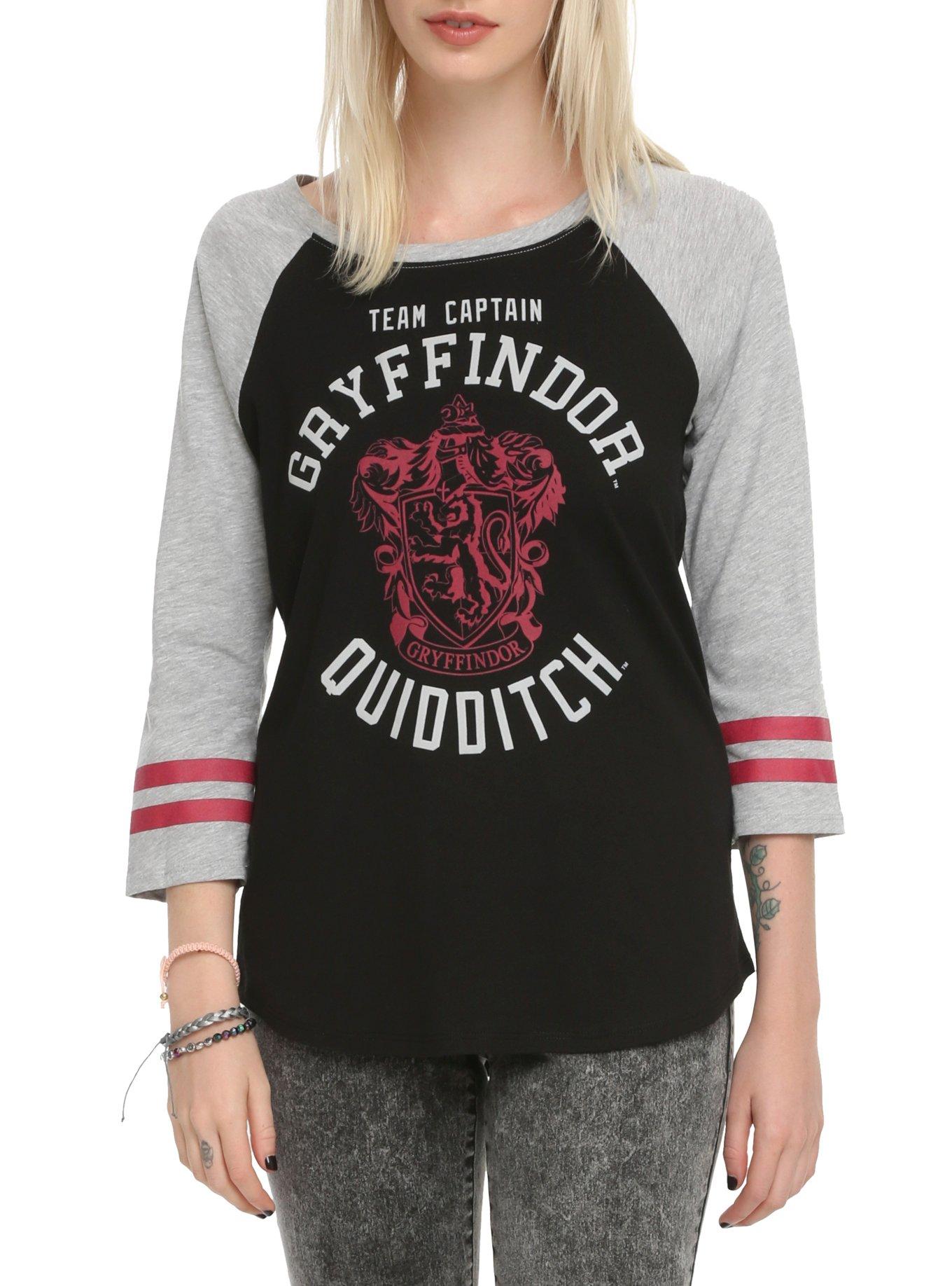 Harry Potter Gryffindor Quidditch Team Captain Girls Raglan, BLACK, hi-res
