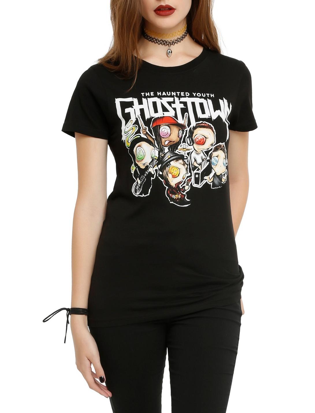 Ghost Town Cartoon Band Girls T-Shirt, BLACK, hi-res