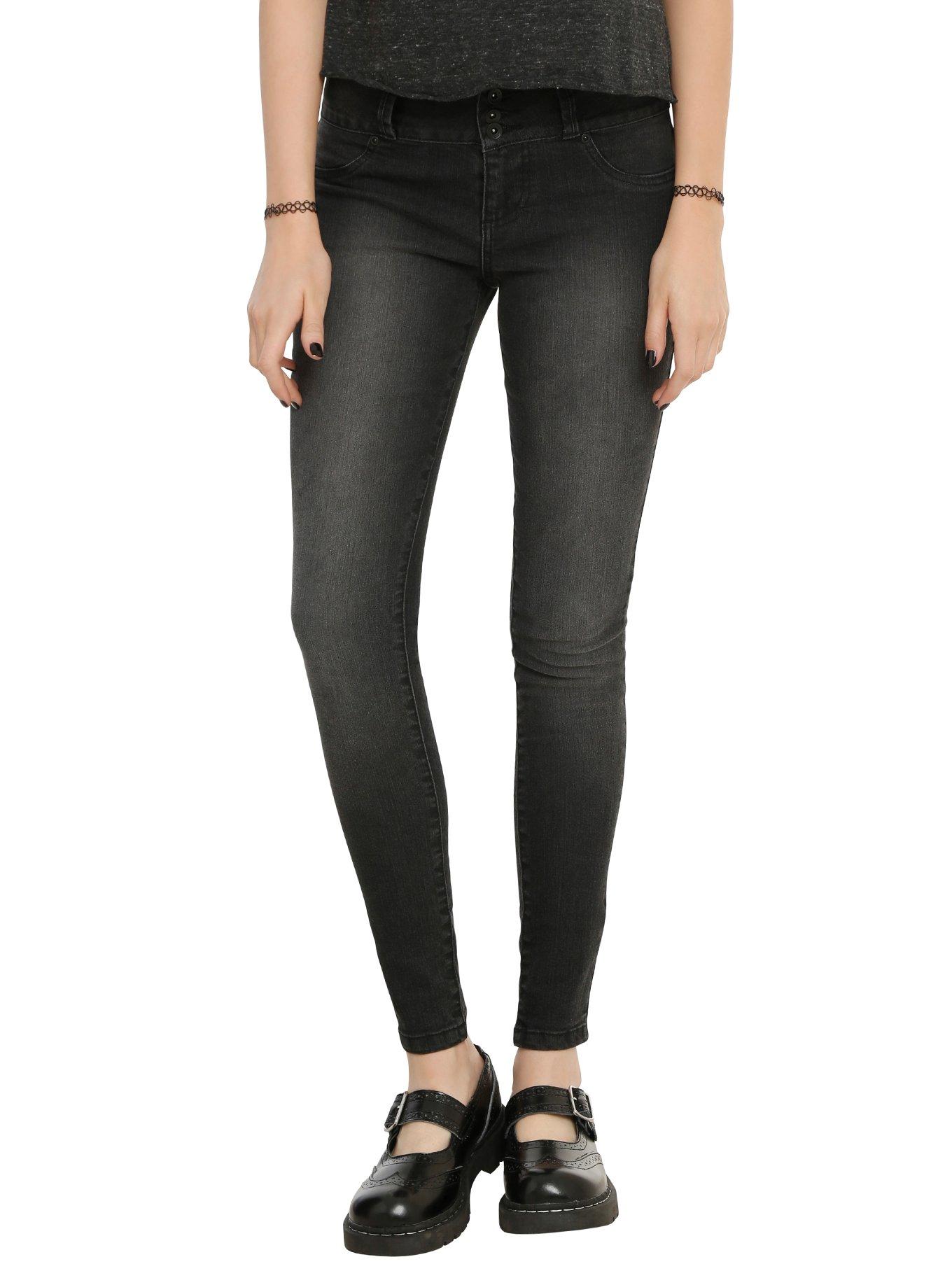 LOVEsick Black Skeleton Hands Skinny Jeans, BLACK, hi-res