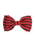 Red & Black Striped Chiffon Hair Bow, , hi-res