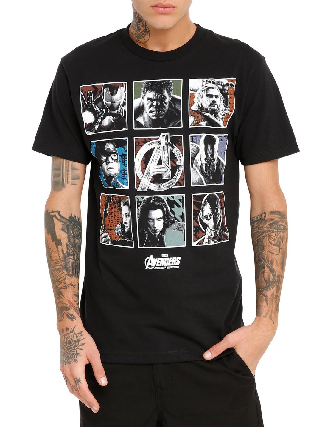 Marvel Avengers: Age Of Ultron Character Squares T-Shirt, BLACK, hi-res