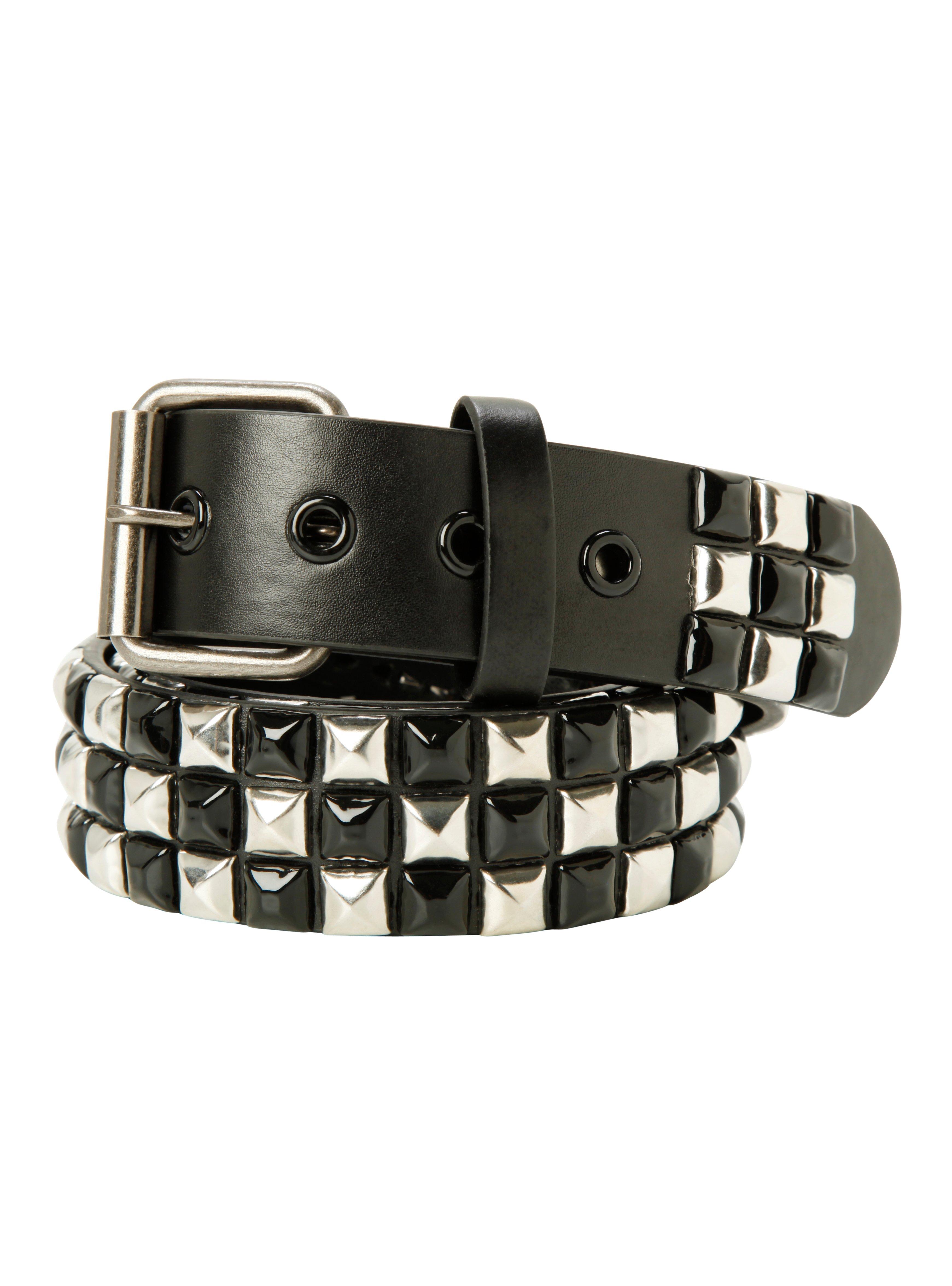 Black & Silver Checkered Pyramid Stud Belt | Hot Topic