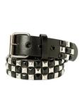 Black & Silver Checkered Pyramid Stud Belt, , hi-res