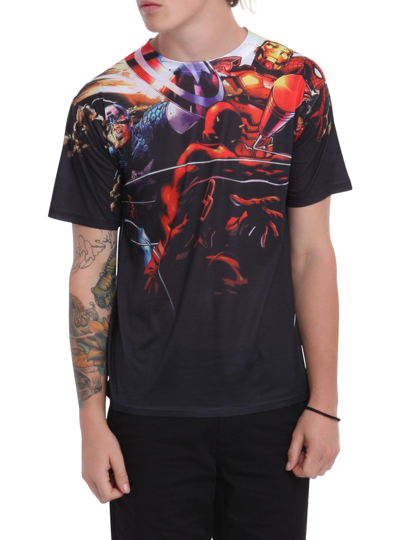 Marvel Into The Fray Sublimation T-Shirt, BLACK, hi-res