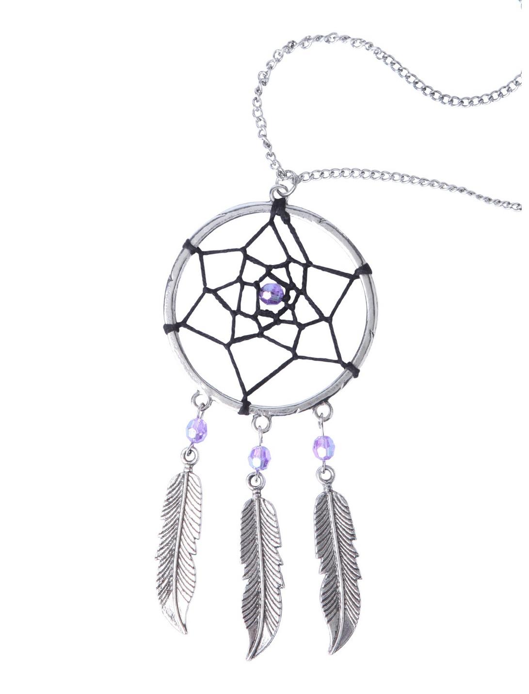 LOVEsick Purple Bead Dreamcatcher Necklace, , hi-res