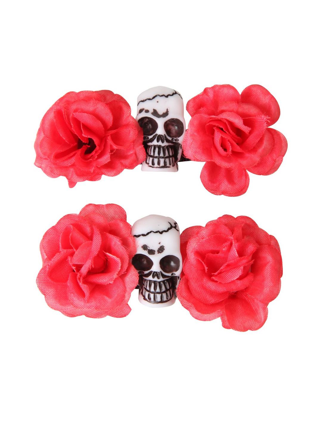LOVEsick Skull Rose Hair Clip Set, , hi-res