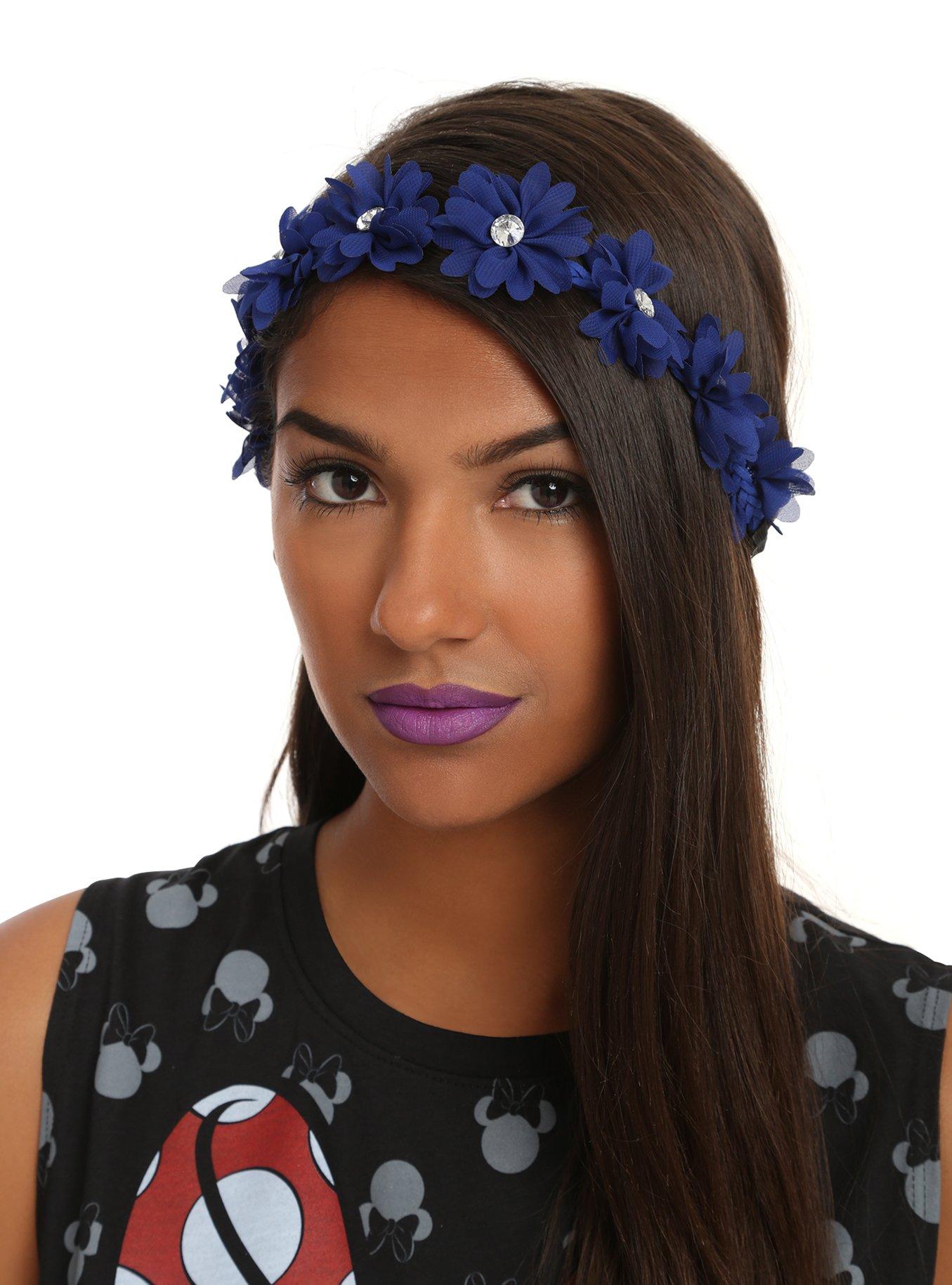Sapphire Chiffon Flower Stretchy Headband, , hi-res