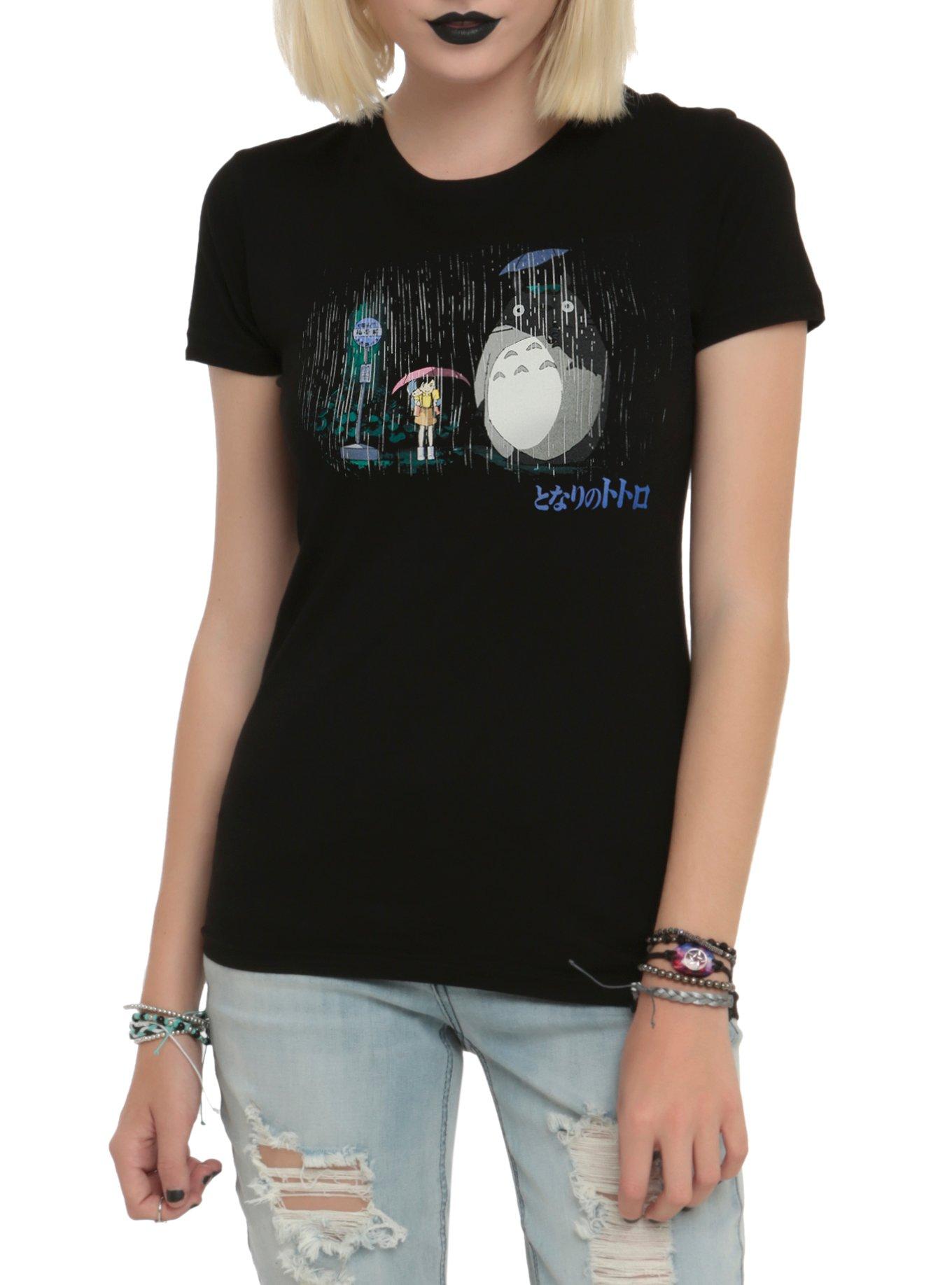 Studio Ghibli Her Universe My Neighbor Totoro Bus Stop Rain Girls T-Shirt, BLACK, hi-res