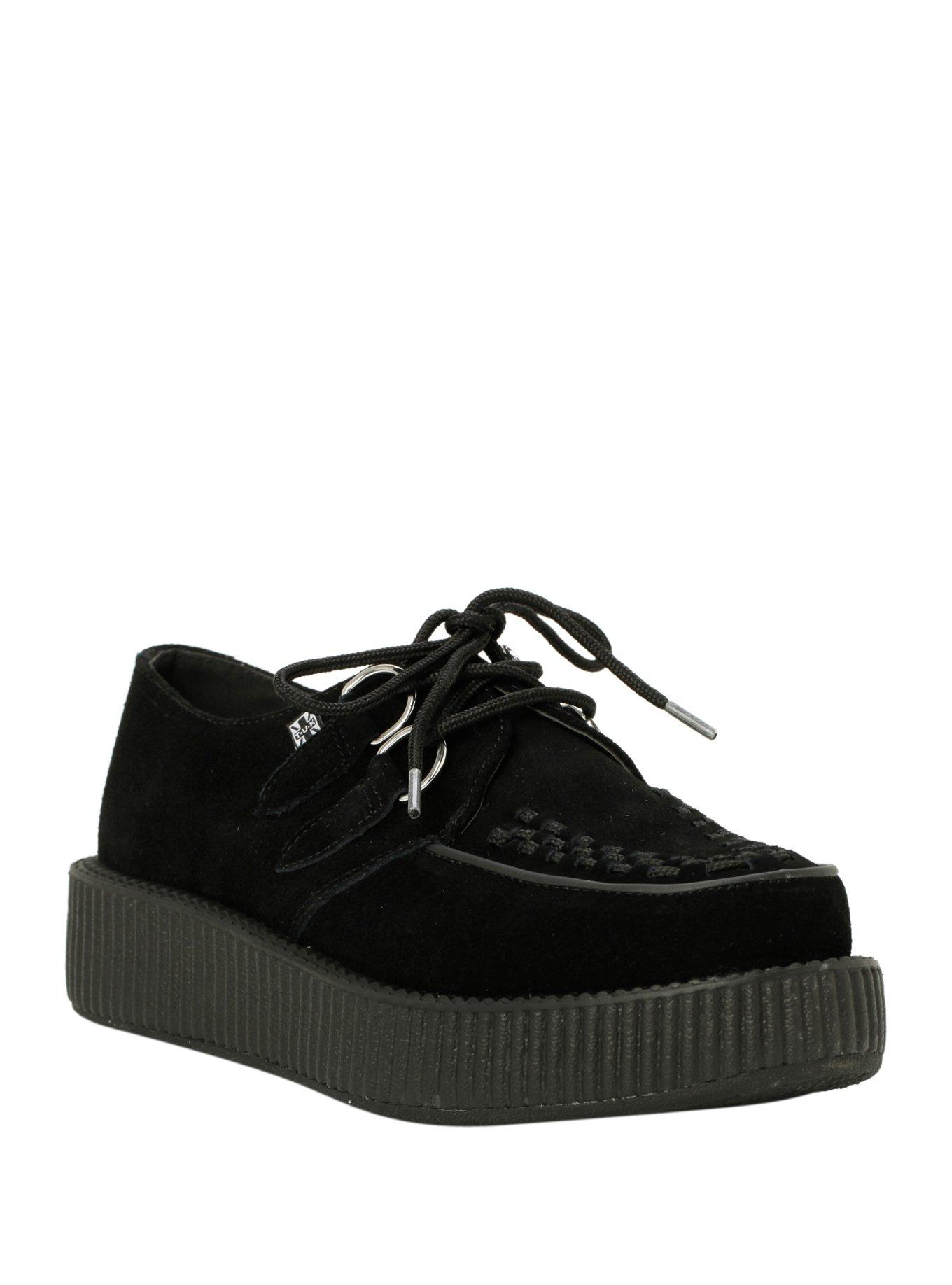 T.U.K. Black Suede Low Sole Viva Creepers, BLACK, hi-res