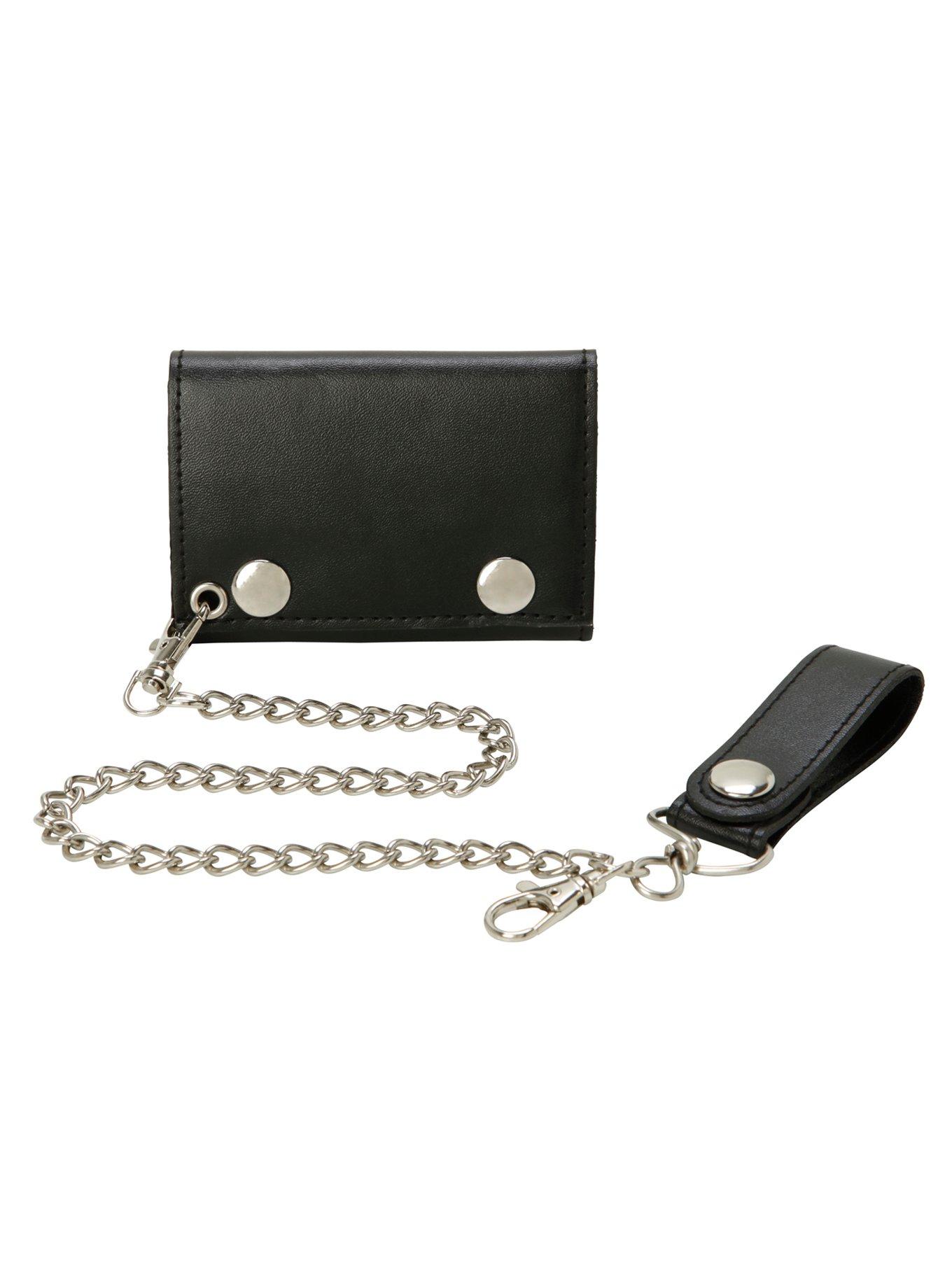 Black Tri-Fold Chain Wallet