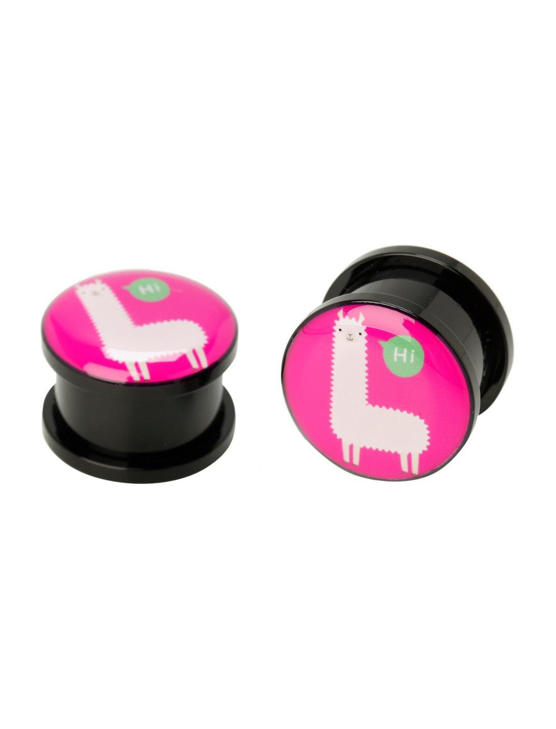 Acrylic Pink Llama Hi Spool Plug 2 Pack, BLACK, hi-res