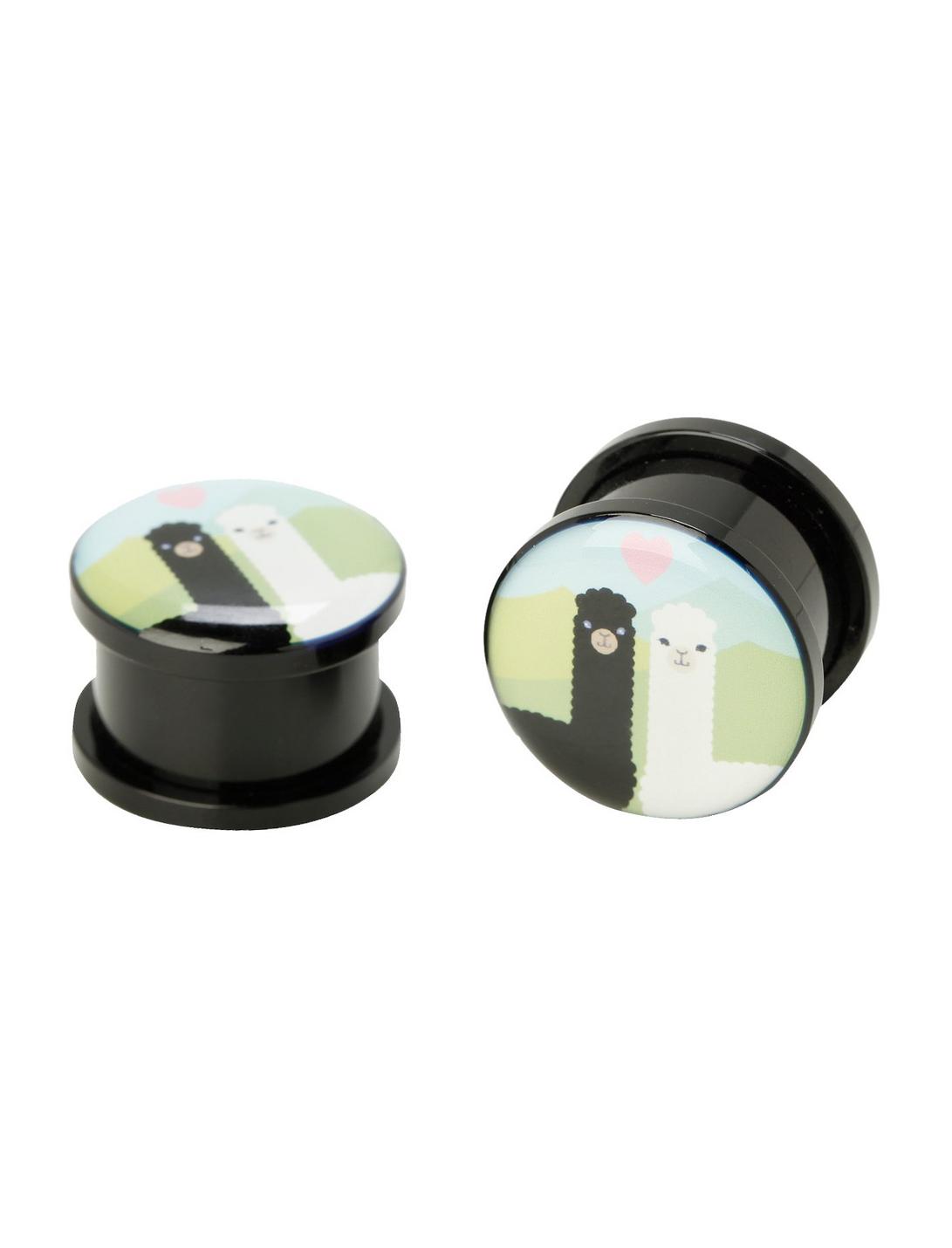 Acrylic Llama Love Spool Plugs 2 Pack, BLACK, hi-res