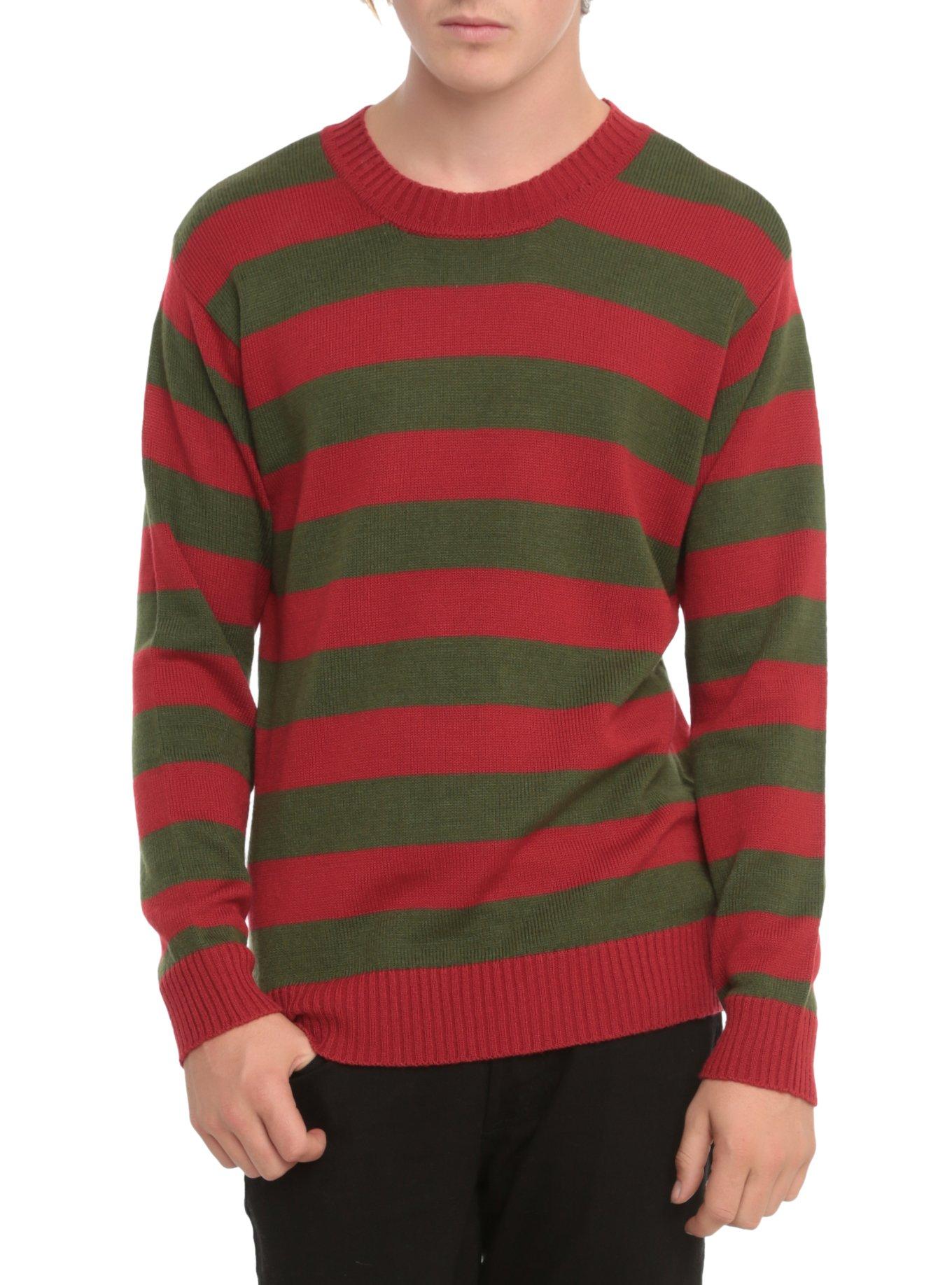 red or green sweater