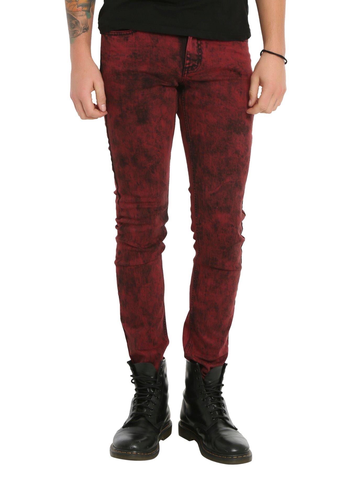 Rude Red Acid Wash Skinny Jeans Hot Topic