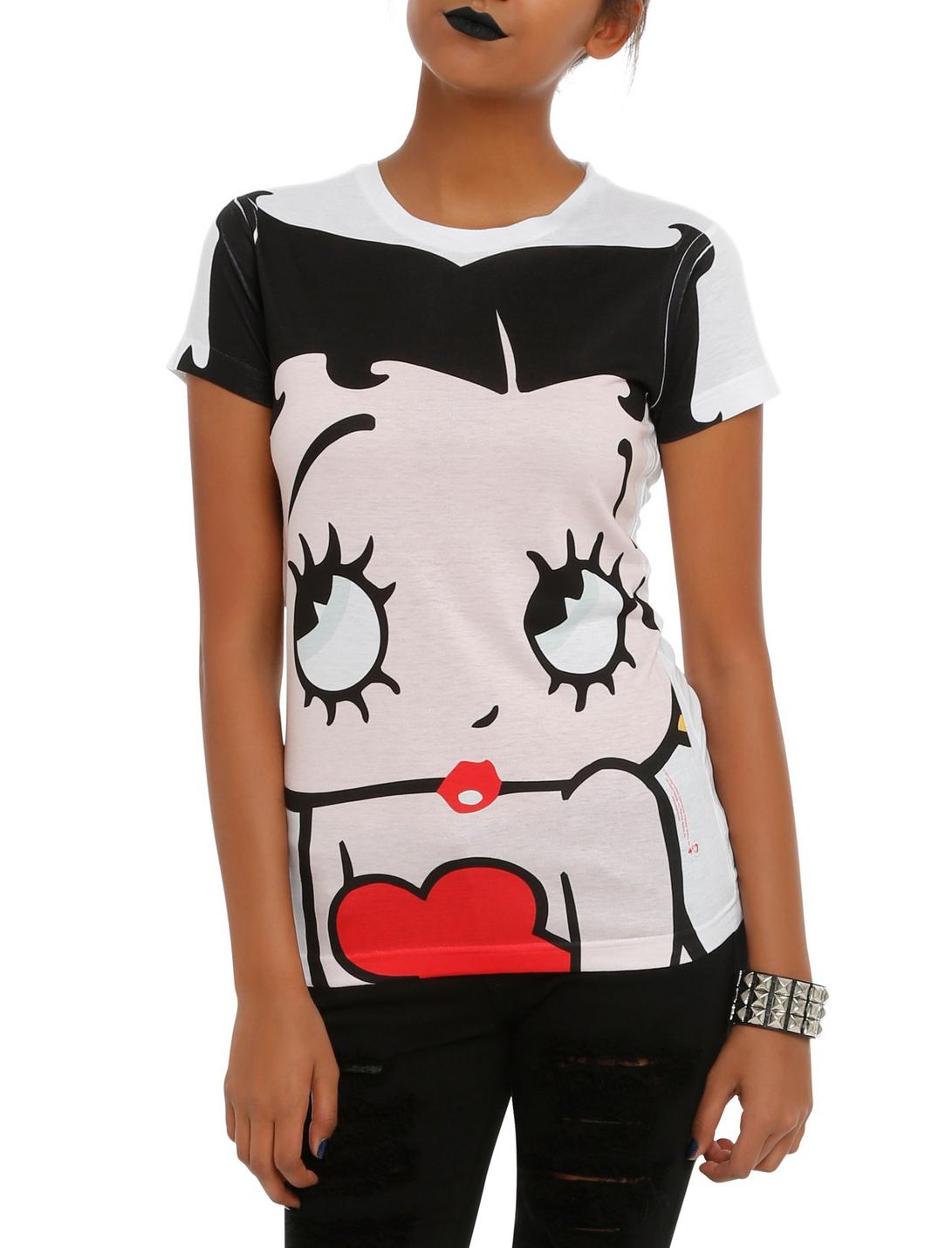 Betty Boop Face Girls T-Shirt, BLACK, hi-res