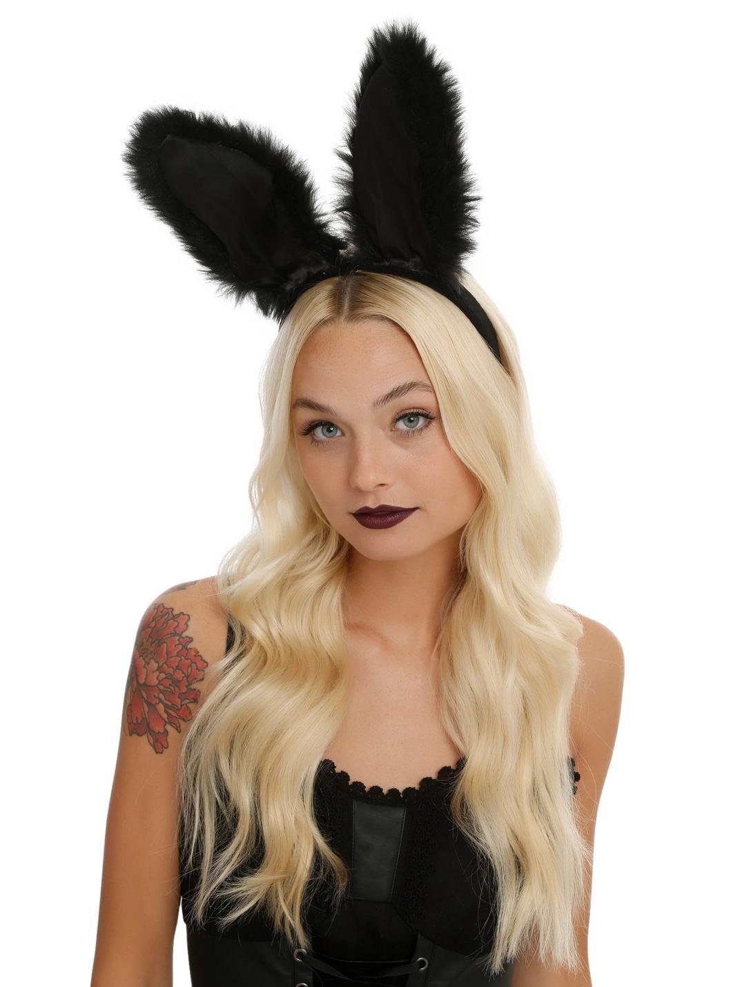 Black Bunny Ears Headband, , hi-res