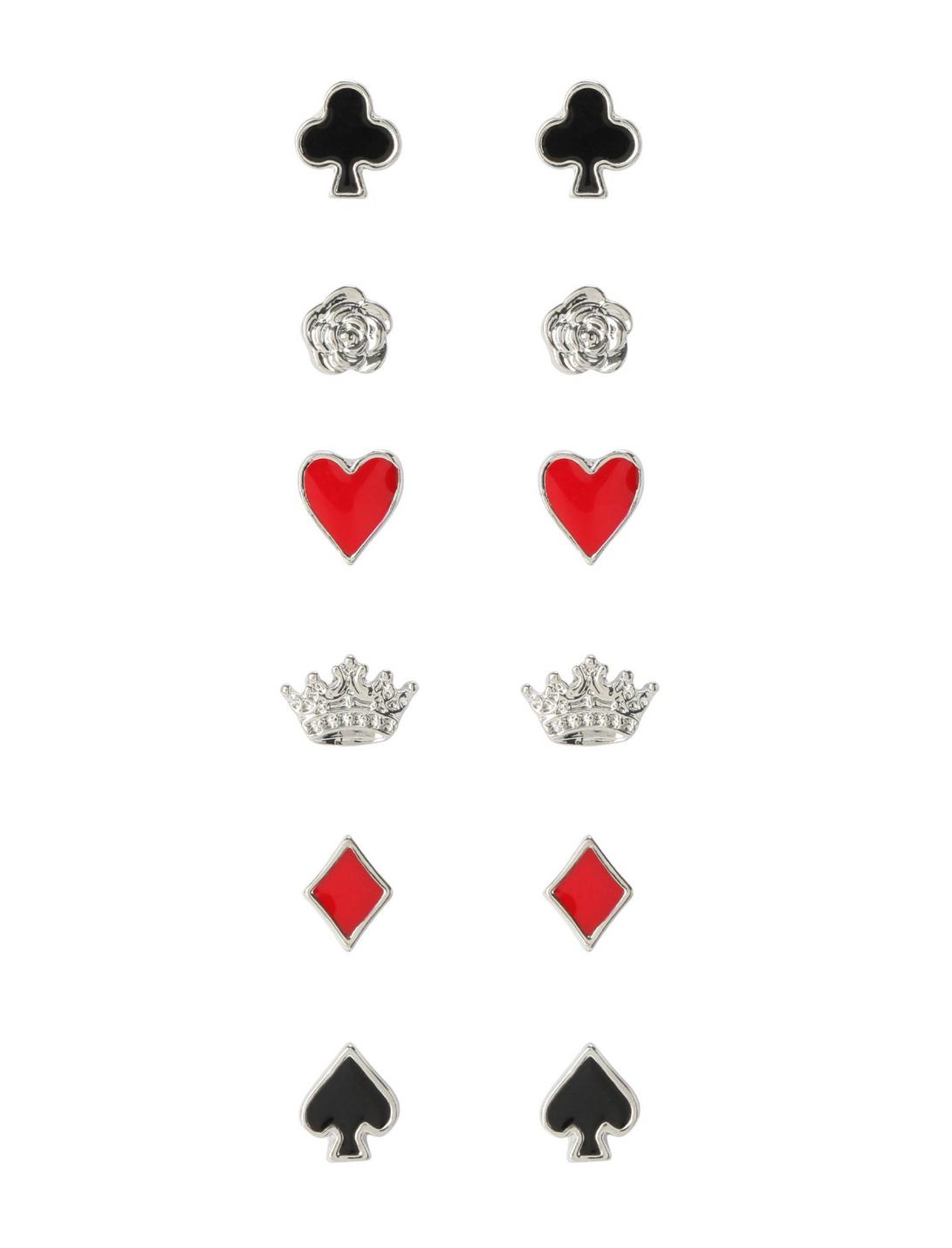 LOVEsick Red Black & Silver Playing Card Suits Earring 6 Pair, , hi-res