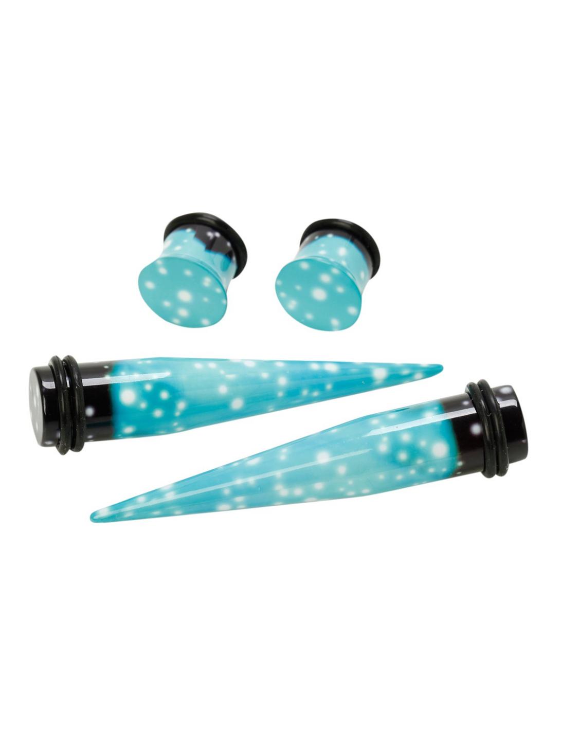 Acrylic Teal Galaxy Taper And Plug 4 Pack, BLACK, hi-res