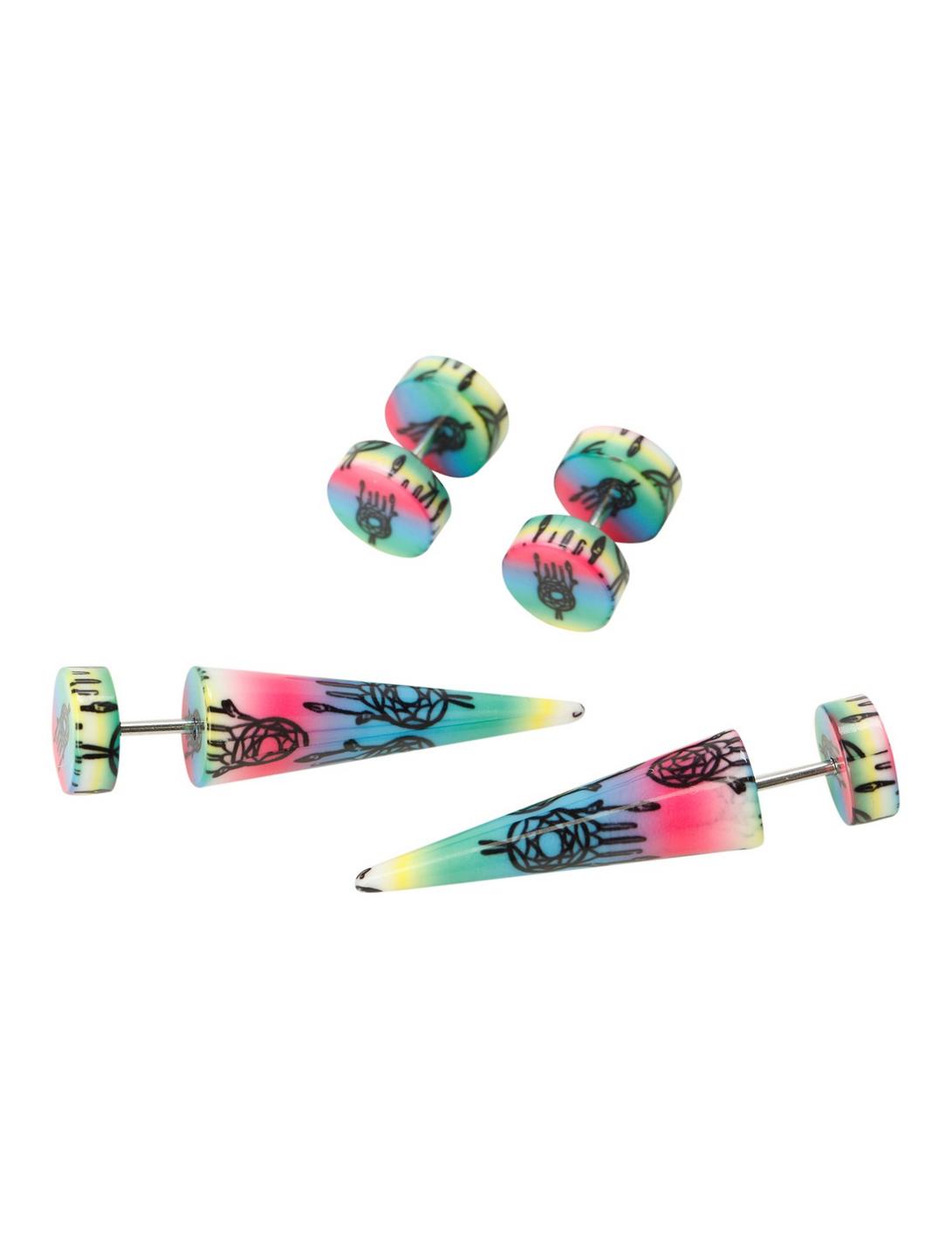Rainbow Dreamcatcher Faux Taper And Plug 4 Pack, , hi-res