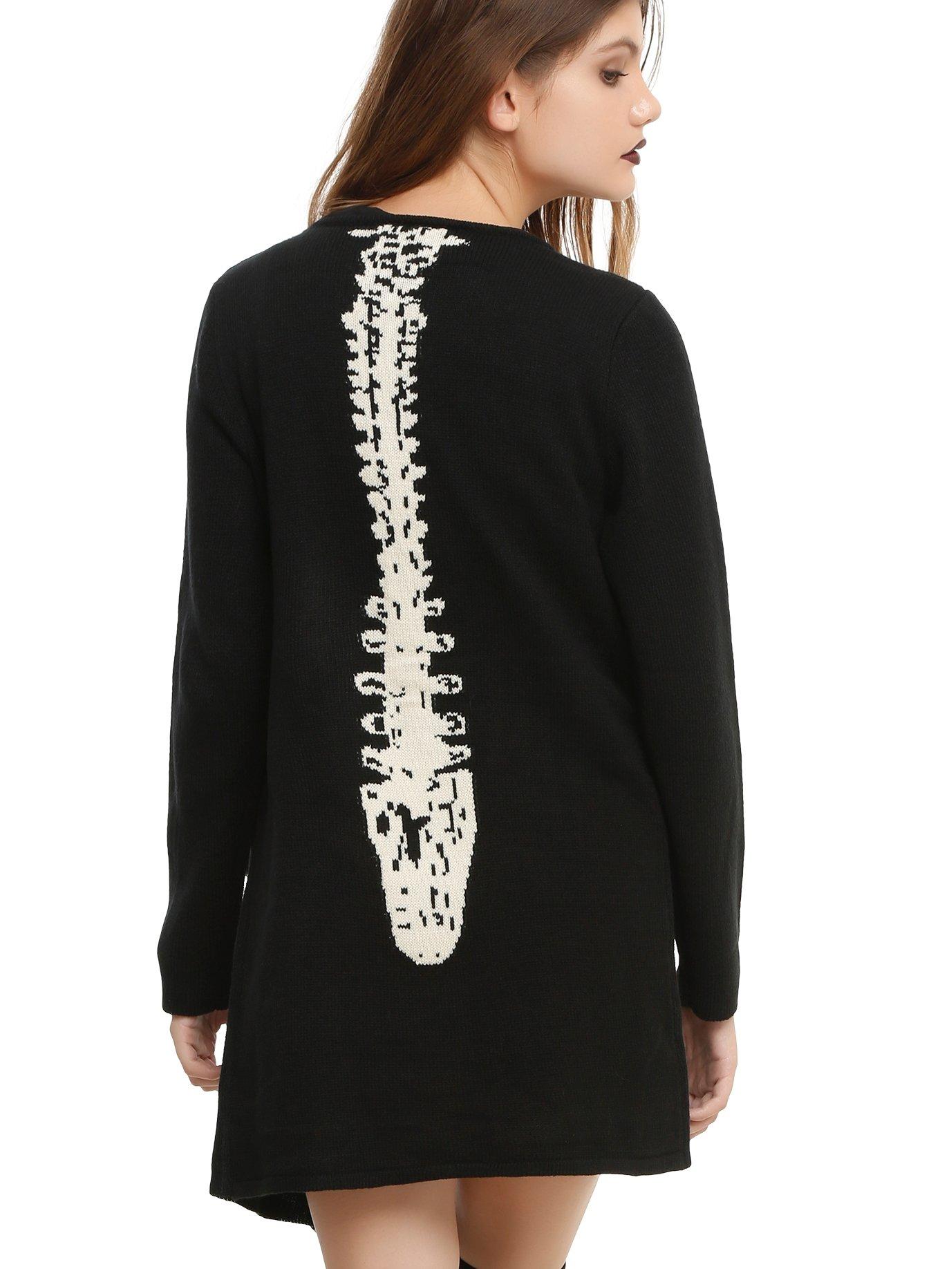 Iron Fist Black White Spine Girls Flyaway Cardigan, BLACK, hi-res