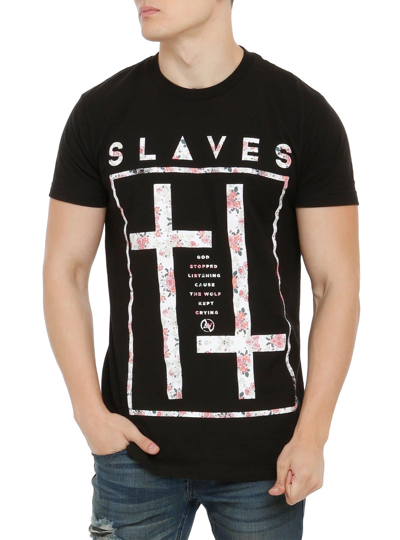 Slaves Floral Crosses T-Shirt, BLACK, hi-res