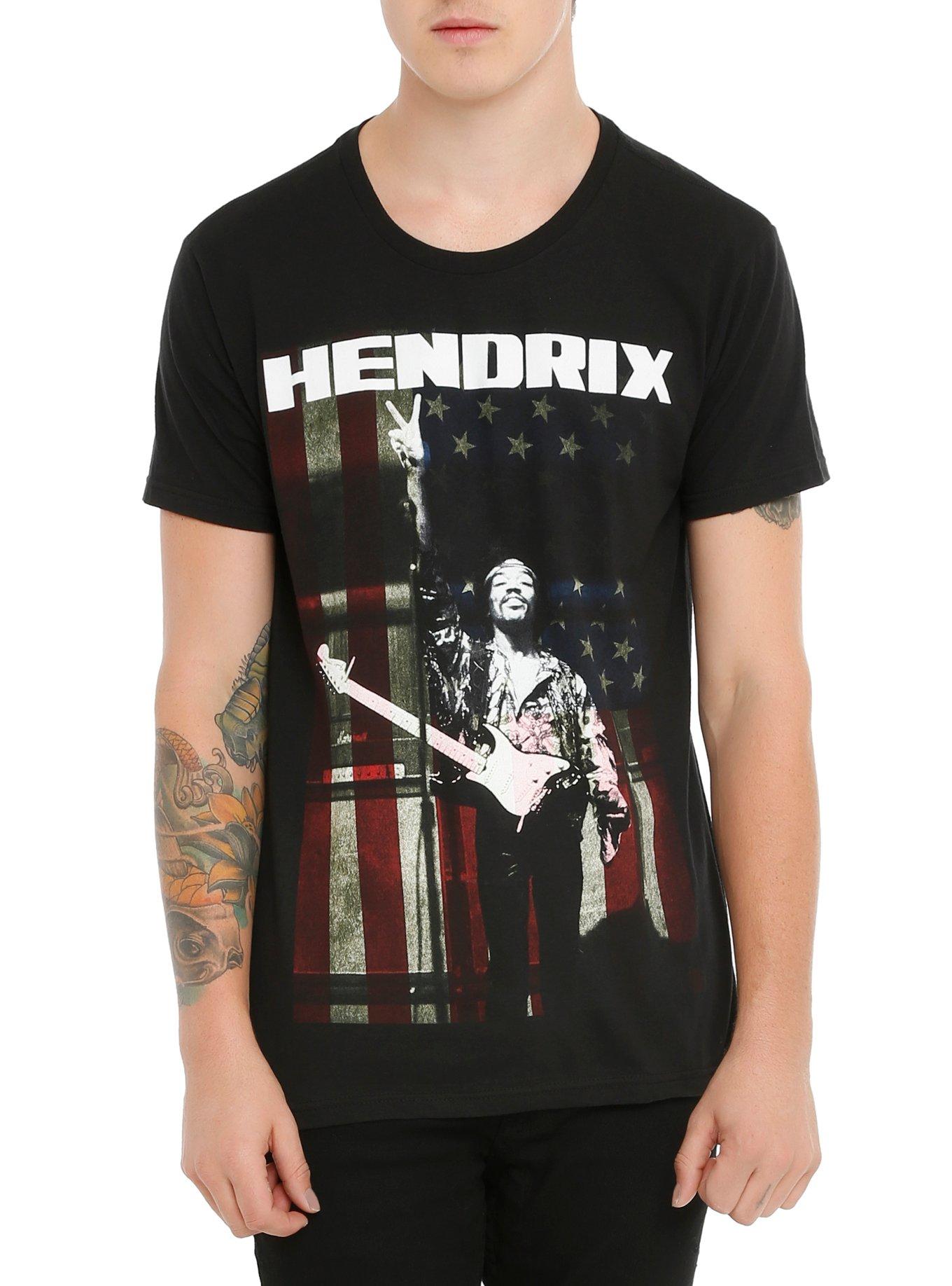 Jimi Hendrix Peace Flag T-Shirt, BLACK, hi-res