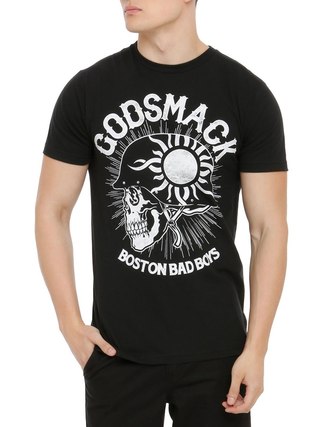 Godsmack Boston Bad Boys Skull T-Shirt, BLACK, hi-res