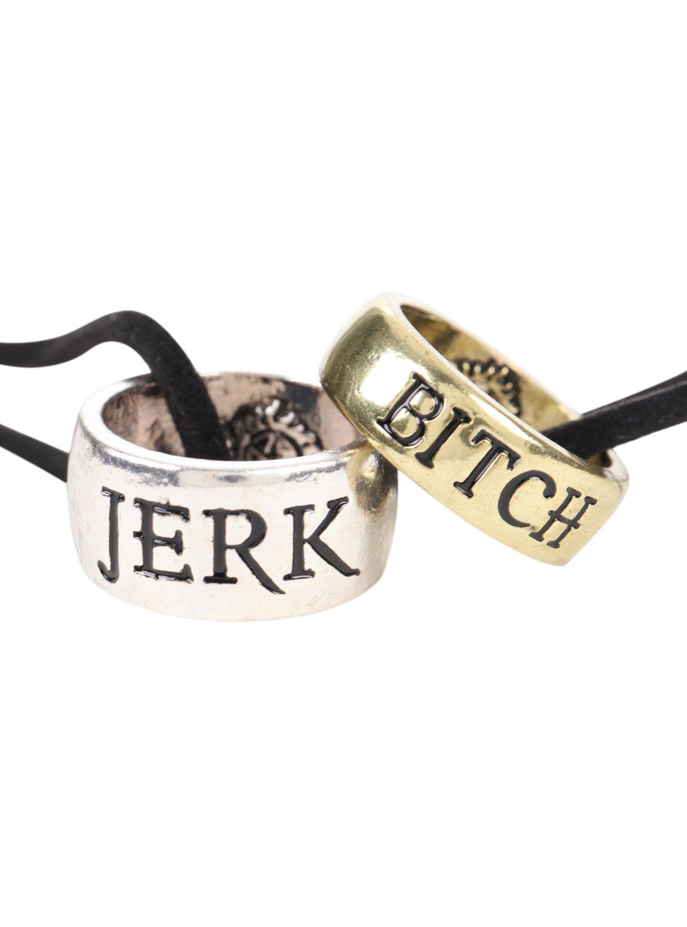 Supernatural Jerk & Bitch Ring Necklace Set, , hi-res