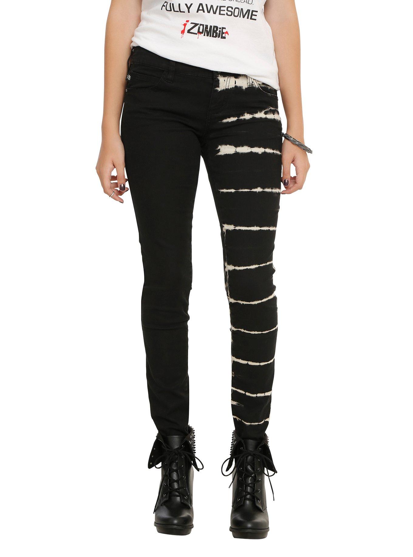 Royal Bones By Tripp Black Tie Dye Split Leg Skinny Jeans, BLACK, hi-res