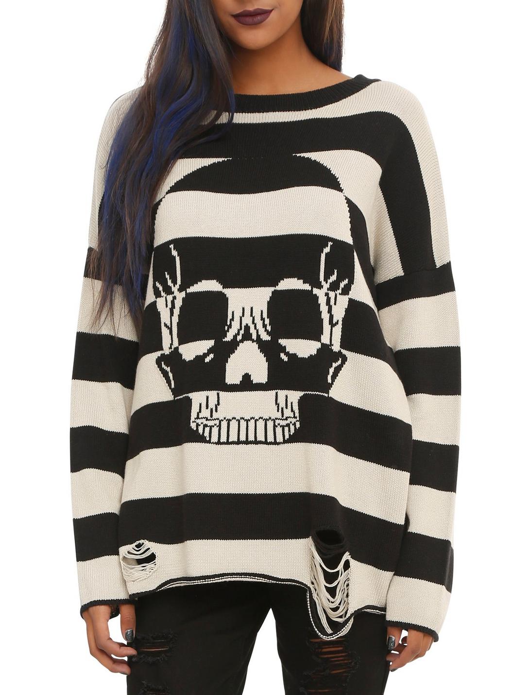 Iron Fist Urban Decay Striped Destructed Sweater, BLACK, hi-res