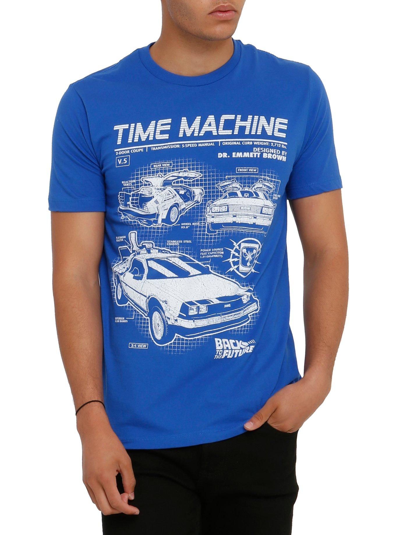 Back To The Future Time Machine Schematic T-Shirt, BLACK, hi-res