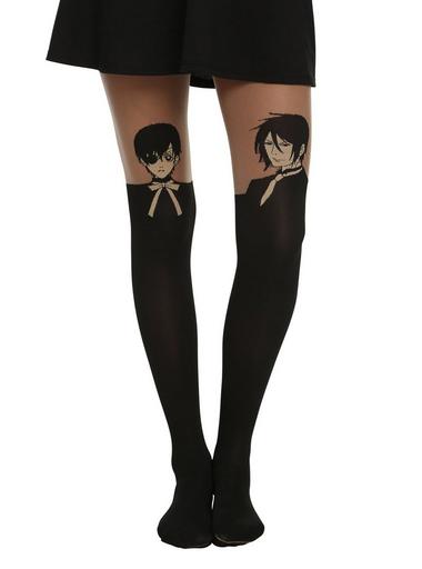 Black Butler Sebastian & Ciel Faux Thigh High Tights | Hot Topic