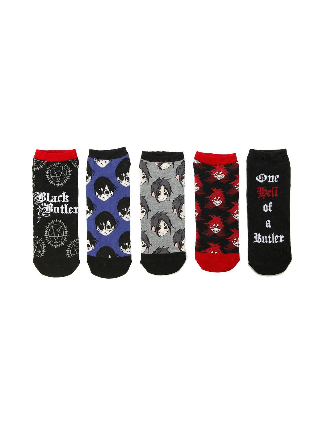 Black Butler Chibi Character No-Show Socks 5 Pair, , hi-res