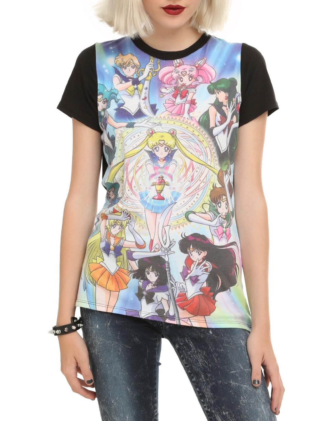 Sailor Moon Ten Sailors Sublimation Girls T-Shirt, BLACK, hi-res
