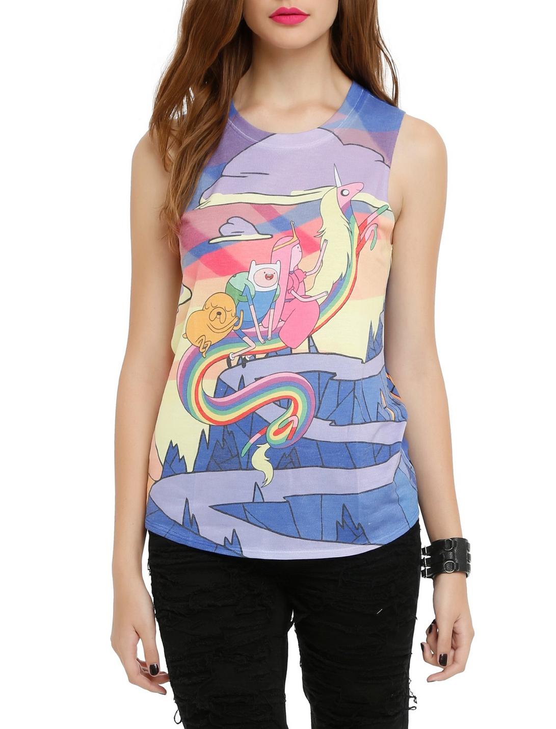 Adventure Time Mountain Scene Girls Muscle Top, LIGHT BLUE, hi-res