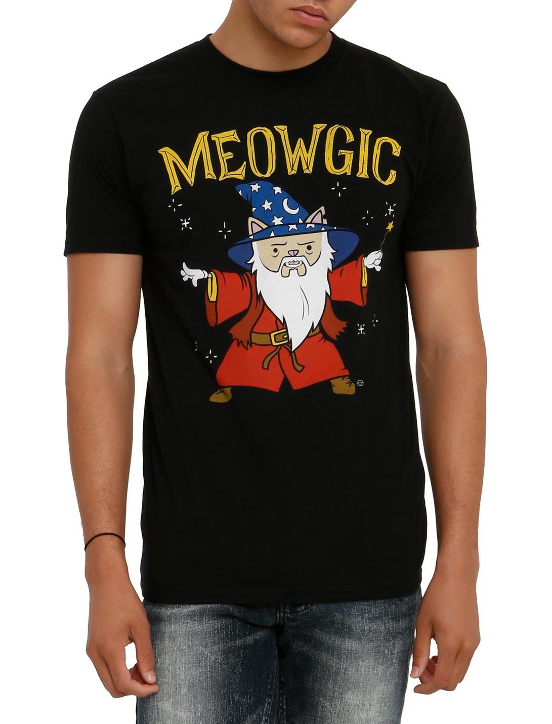 Meowgic Cat Wizard T-Shirt, BLACK, hi-res