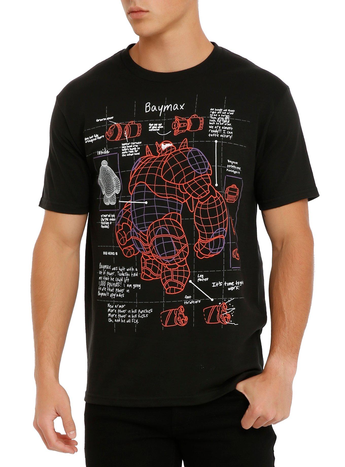 Disney Big Hero 6 Baymax Armor Schematic T-Shirt, BLACK, hi-res