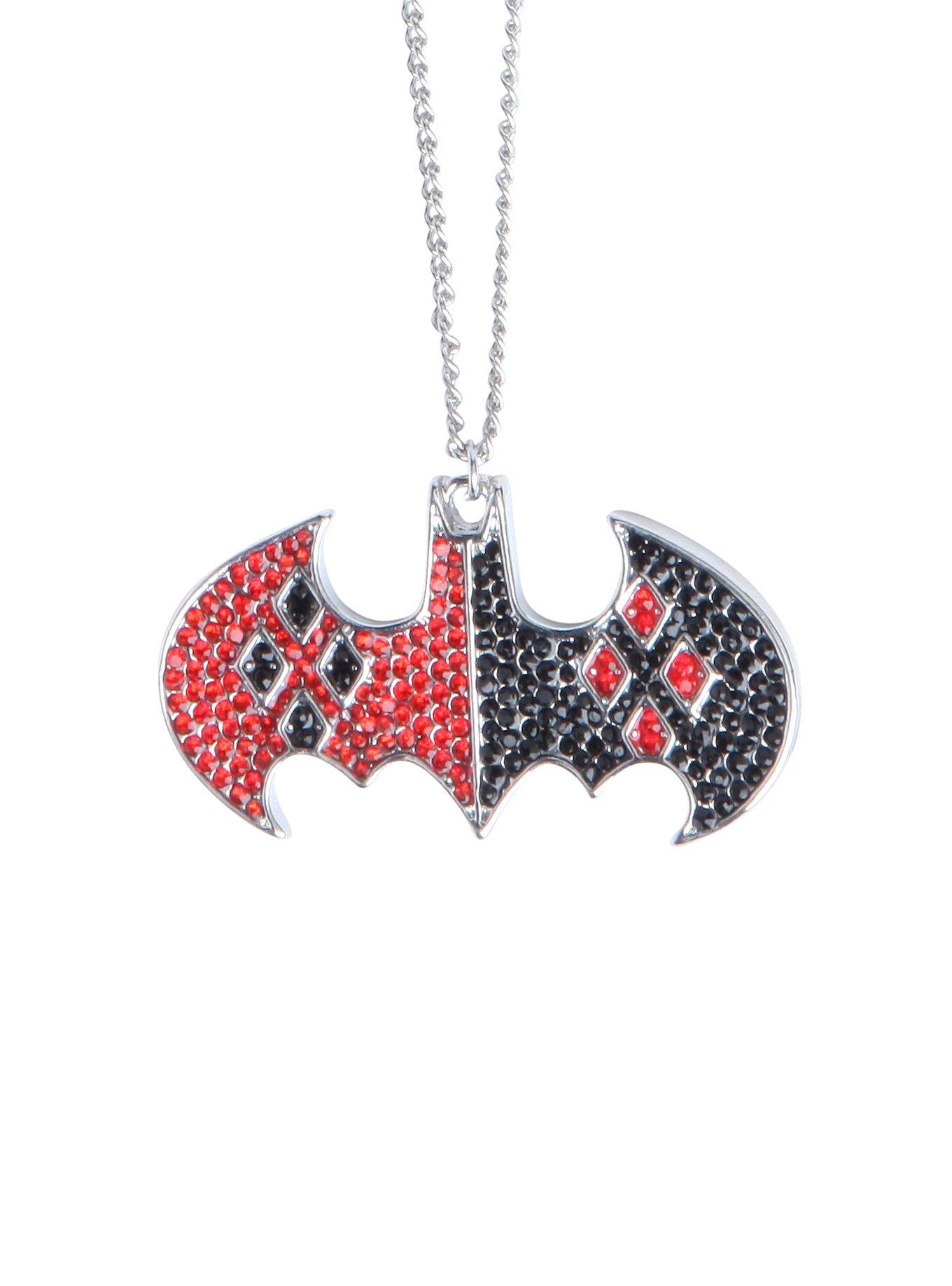 DC Comics Harley Quinn Batman Bling Logo Necklace, , hi-res