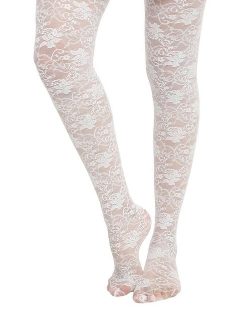 LOVEsick White Rose Tights | Hot Topic
