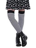 LOVEsick Black & White Striped Over-The-Knee Socks, , hi-res