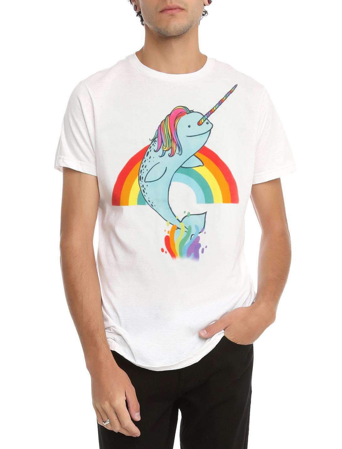 Rainbow Narwhal T-Shirt, BLACK, hi-res