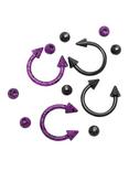 Steel Black & Purple Splatter Circular Barbell 4 Pack, PURPLE, hi-res
