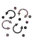Steel Black & Rainbow Splatter Circular Barbell 4 Pack, BLACK, hi-res